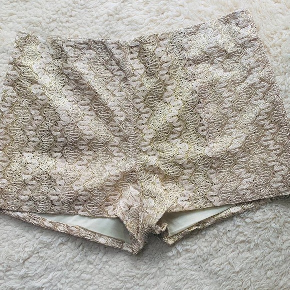 A'gaci Gold Embroidered Flat Front Shorts Sz M - Picture 2 of 6